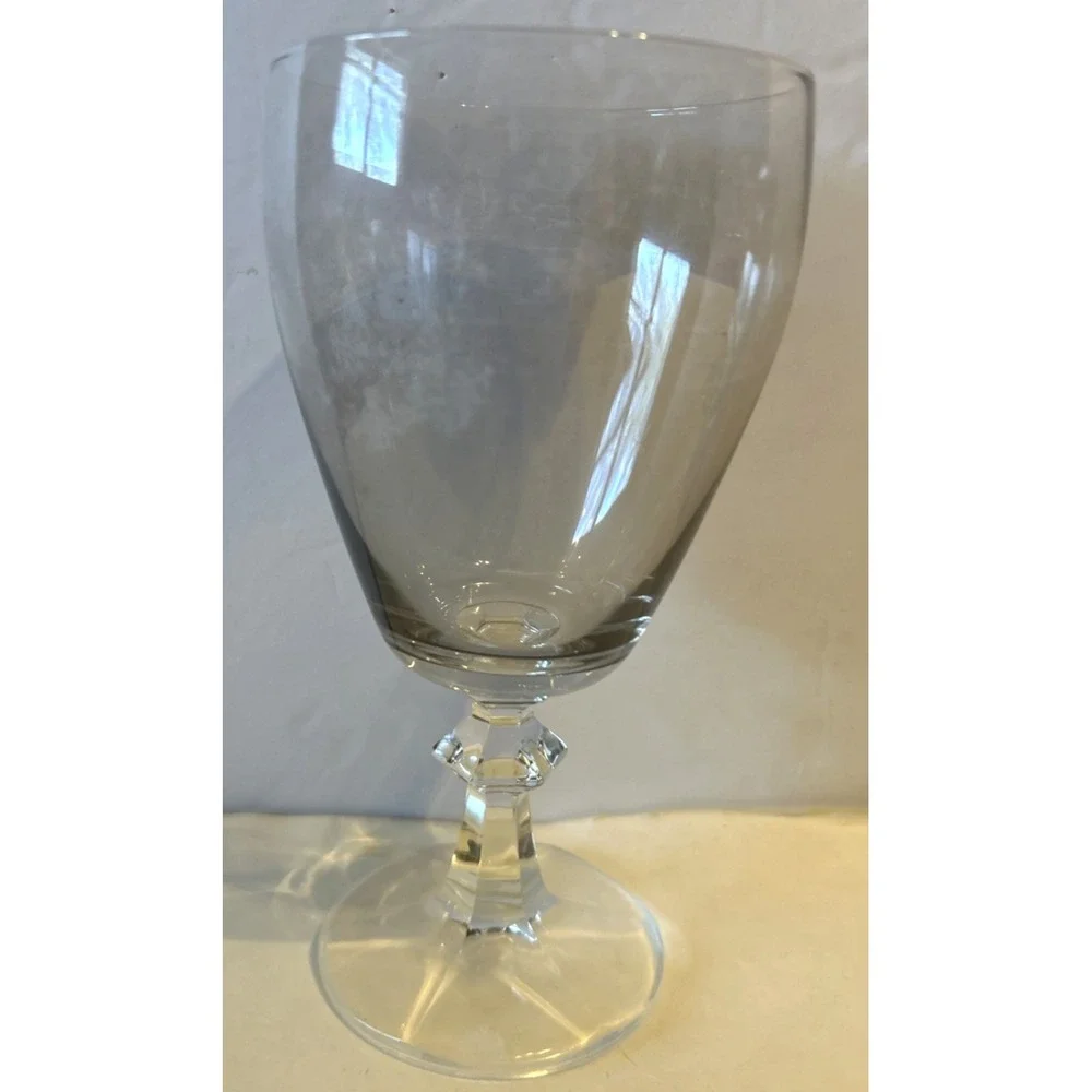 EBELING & REUSS Knob In Stem Texted Foot Clear Wine Glasses EBC5 6 3/8